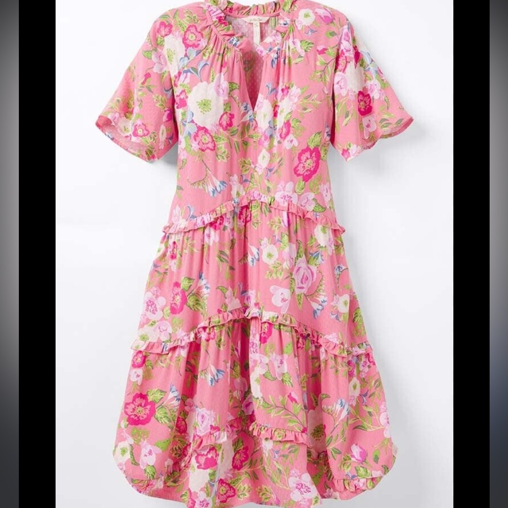 Matilda Jane Enchanted Garden Fresh Florals Ruffle Sleeve Tiered Dress XL